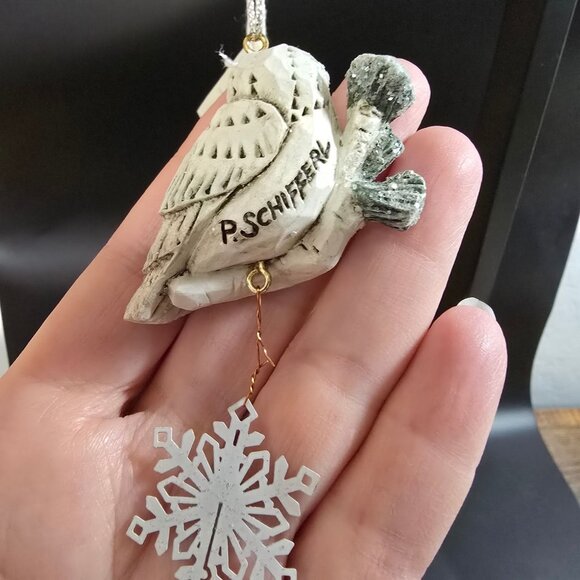 NWT Rare Vintage Pam Schifferl Winter White Owl Ornament Snowflake Midwest - Picture 6 of 10